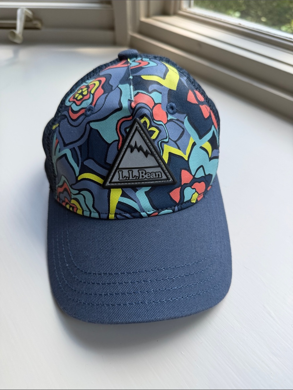 L.L. Bean Kids Navy Floral Trucker Cap with Multicolor Accents